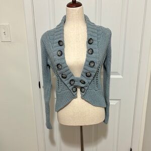 Anthropology Charge & Robin Cozy Blue Button-Up Women's Sweater